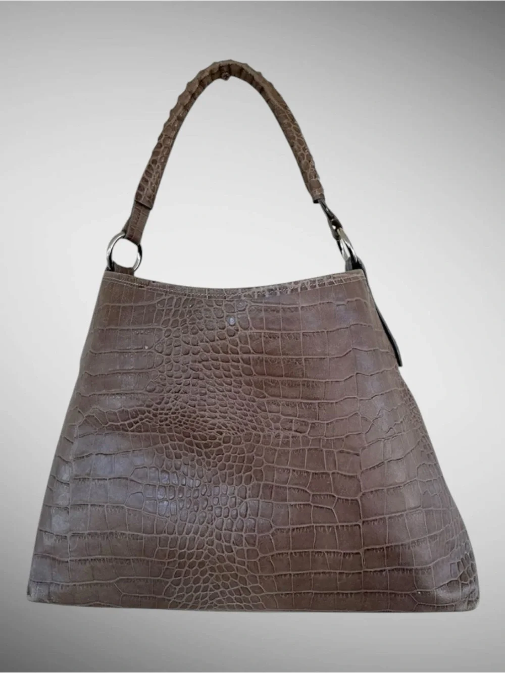 Maurizio Taiuti Italian Leather Croc Embossed Hobo Shoulder Bag